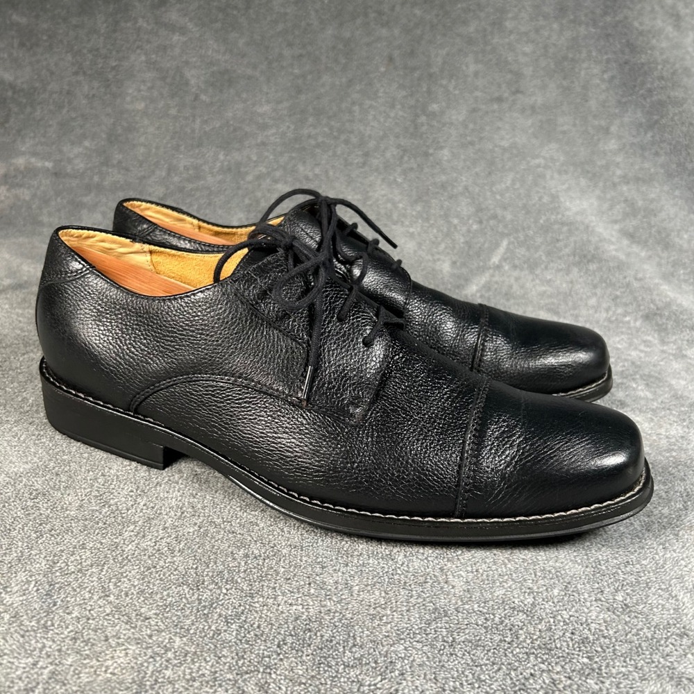 Sandro Moscoloni Derby Dress Shoes Pebbled Leather Cap Toe Black Mens 12 M 17763